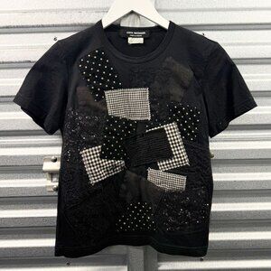 JUNYA WATANABE x COMME DES GARCONS black multi patchwork short sleeve t-shirt
